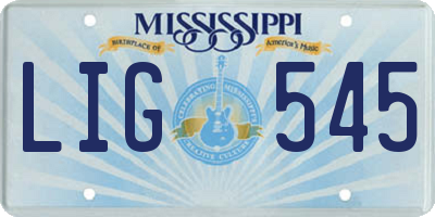 MS license plate LIG545