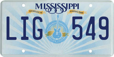 MS license plate LIG549