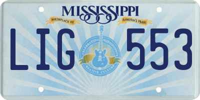 MS license plate LIG553