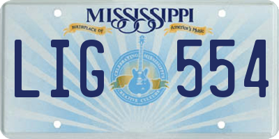 MS license plate LIG554