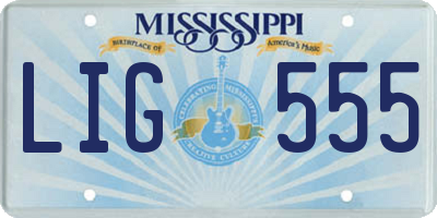 MS license plate LIG555