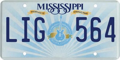 MS license plate LIG564