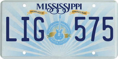 MS license plate LIG575