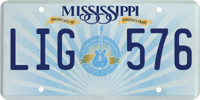 MS license plate LIG576