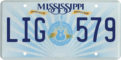 MS license plate LIG579