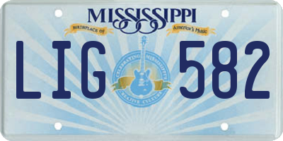 MS license plate LIG582