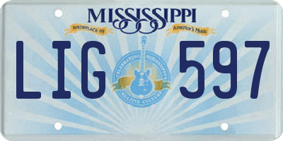 MS license plate LIG597