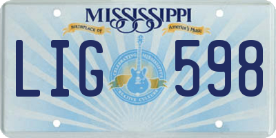 MS license plate LIG598