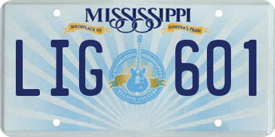 MS license plate LIG601