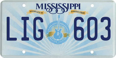 MS license plate LIG603