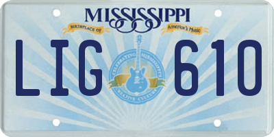 MS license plate LIG610