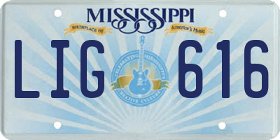 MS license plate LIG616