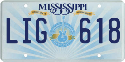 MS license plate LIG618