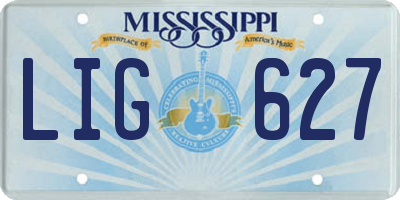 MS license plate LIG627