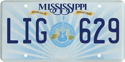 MS license plate LIG629