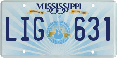 MS license plate LIG631