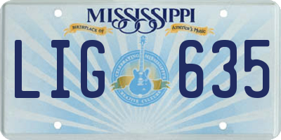 MS license plate LIG635