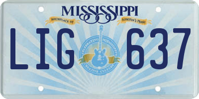 MS license plate LIG637