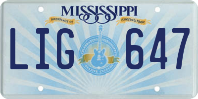 MS license plate LIG647
