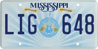 MS license plate LIG648