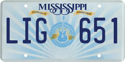 MS license plate LIG651