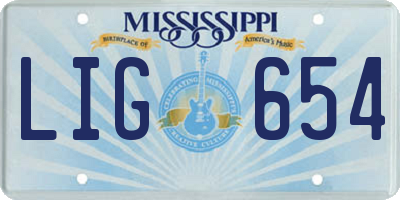 MS license plate LIG654