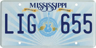 MS license plate LIG655