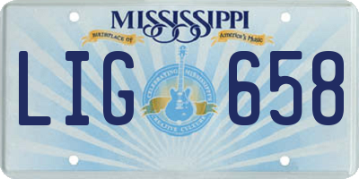 MS license plate LIG658