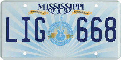 MS license plate LIG668