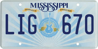 MS license plate LIG670