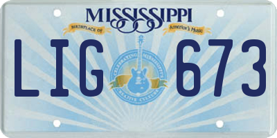 MS license plate LIG673