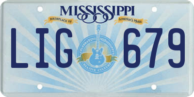 MS license plate LIG679