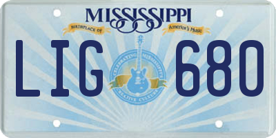 MS license plate LIG680