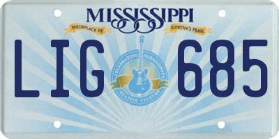 MS license plate LIG685