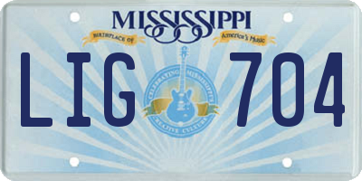 MS license plate LIG704
