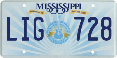 MS license plate LIG728