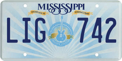 MS license plate LIG742