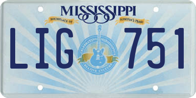 MS license plate LIG751