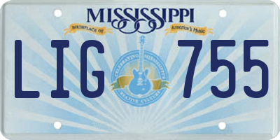 MS license plate LIG755