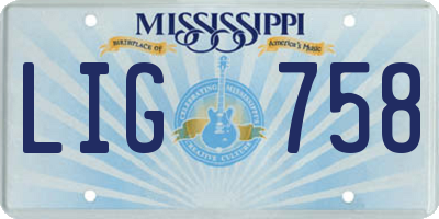MS license plate LIG758