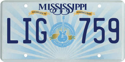 MS license plate LIG759