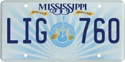 MS license plate LIG760