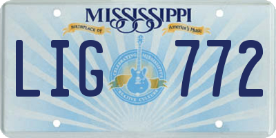 MS license plate LIG772