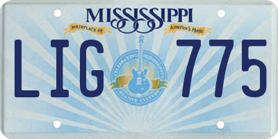 MS license plate LIG775