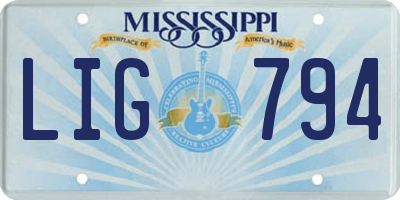 MS license plate LIG794