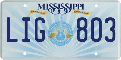 MS license plate LIG803