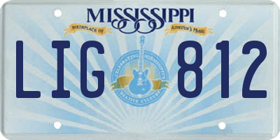MS license plate LIG812