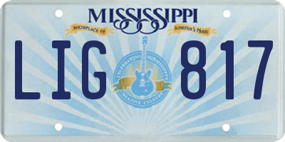 MS license plate LIG817