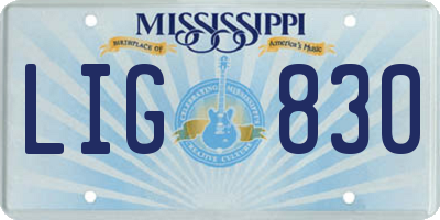 MS license plate LIG830