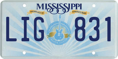 MS license plate LIG831
